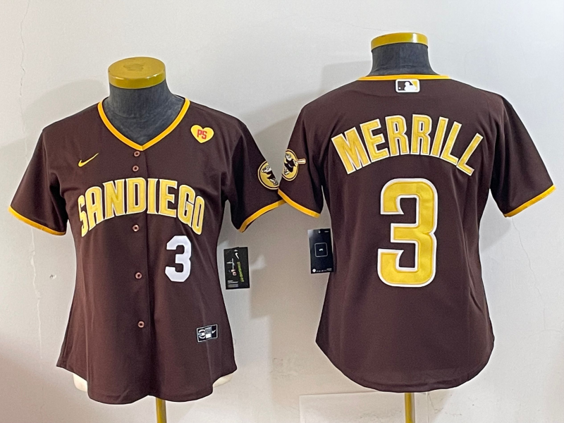 Women San Diego Padres #3 Merrill Brown Game 2025 Nike MLB Jersey style 7